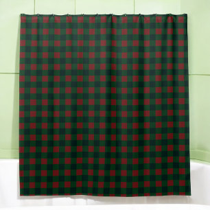 Red Green Buffalo Plaid Shower Curtain for Holiday