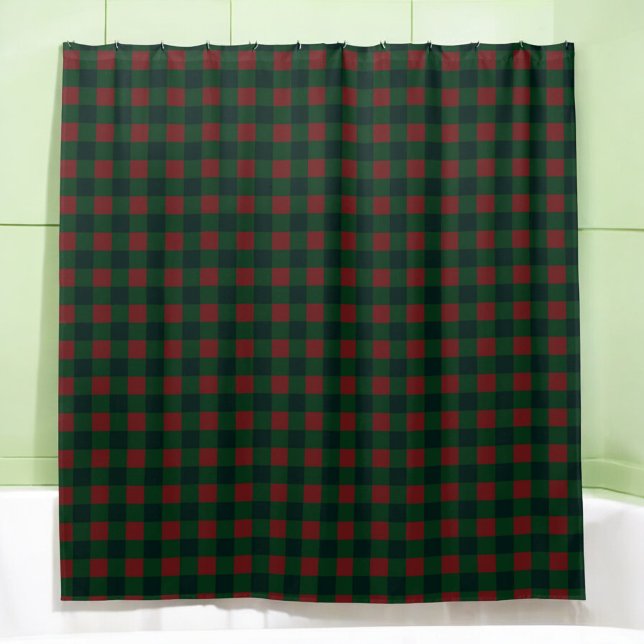 Red Green Buffalo Plaid Shower Curtain for Holiday (Creator Uploaded)