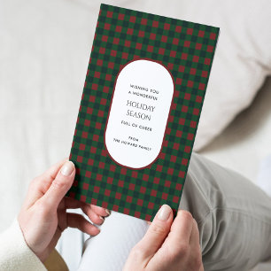 Red Green Buffalo Plaid Typography Holiday Card