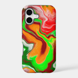 Red, Green, Burgundy Colourful Marble Fluid Art