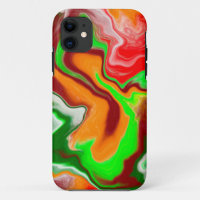 Red, Green, Burgundy Colourful Marble Fluid Art  