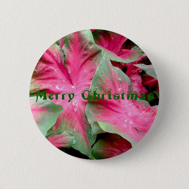 Red Green Caladium Merry Christmas Badge (Front)