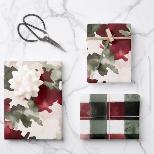 Red Green Camo Birthday Wrapping Paper Sheet