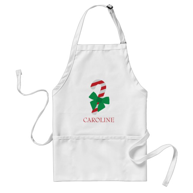 Red & Green Candy Cane Christmas Apron (Front)