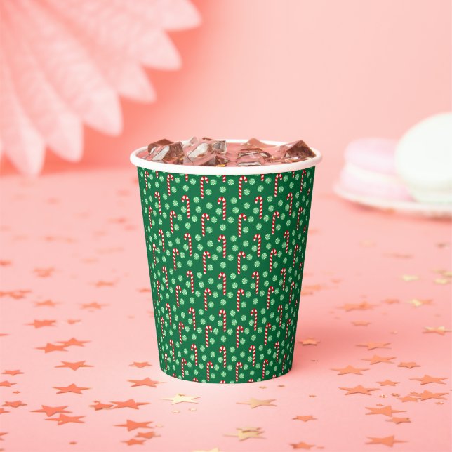 Red Green Candy Cane Peppermint Christmas  Paper Cups (Insitu)