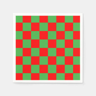 Red Green Check Checkered Pattern Napkin