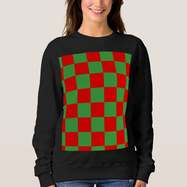 Red Green Check Chequered Pattern  Sweatshirt (Front)