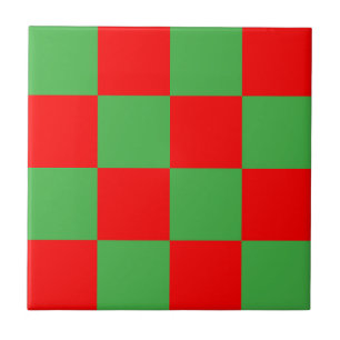 Red Green Check Chequered Pattern Tile