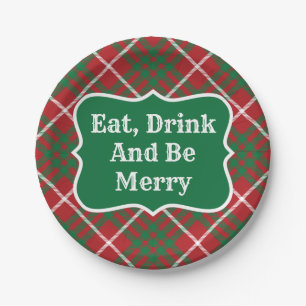 Red & Green Check Paper Plate