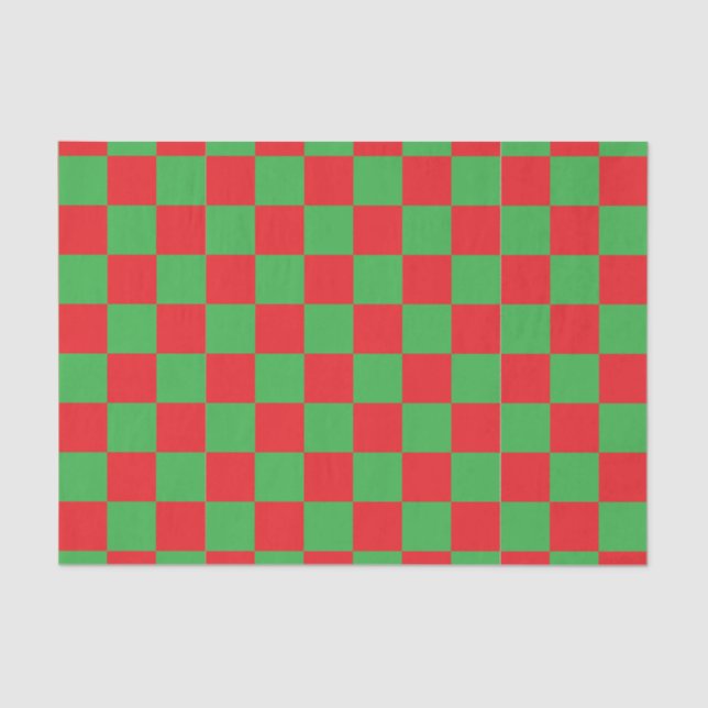 Red Green Chequered Check Design  Tissue Paper (Front)
