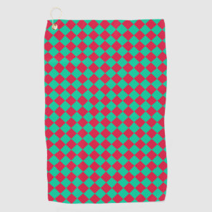 Red Green Chequered Diamond Pattern Golf Towel