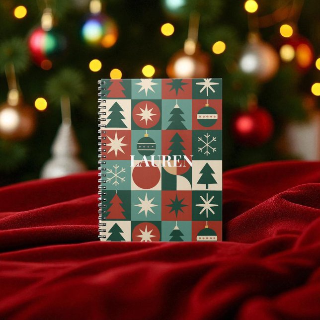 Red Green Chequered Mid Century Holiday Notebook (Creator Uploaded)