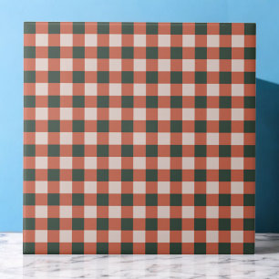 Red & Green Chequered Pattern Retro Minimalist Tile