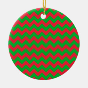 Red Green Chevron Ceramic Tree Decoration