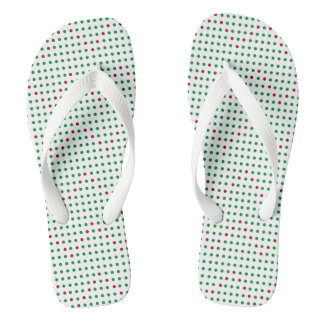 Red Green Chevron Zigzag Pattern Dots Christmas Jandals
