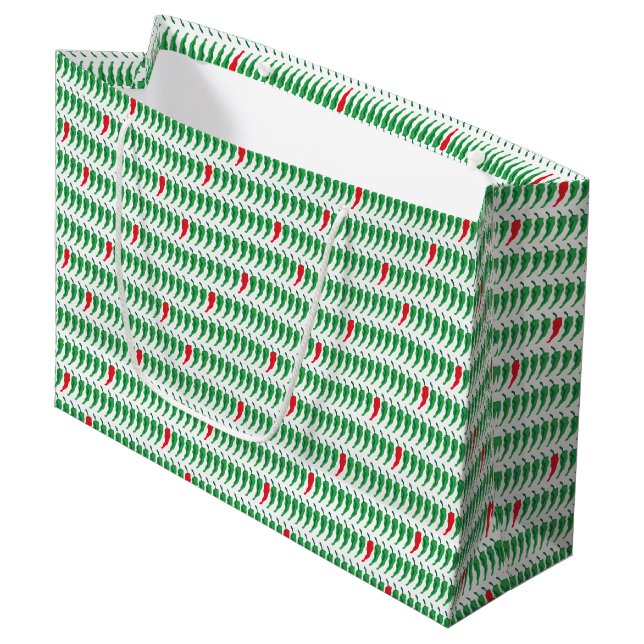 Red & Green Chile Pepper Pattern Large Gift Bag (Front Angled)