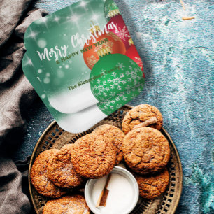 Red Green Christmas Baubles Winter Wonderland Paper Plate