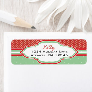 Red Green Christmas Chevron Pattern Return Address