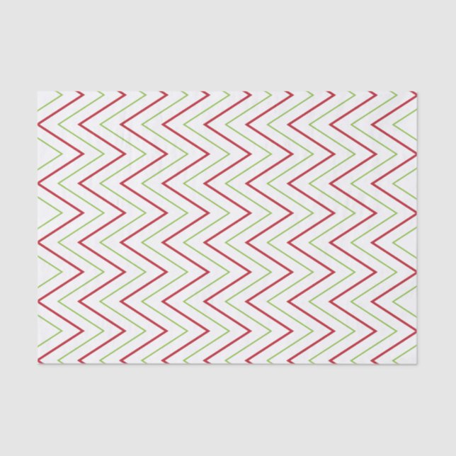 Red & Green Christmas Chevron Pattern Tissue Paper (Front)
