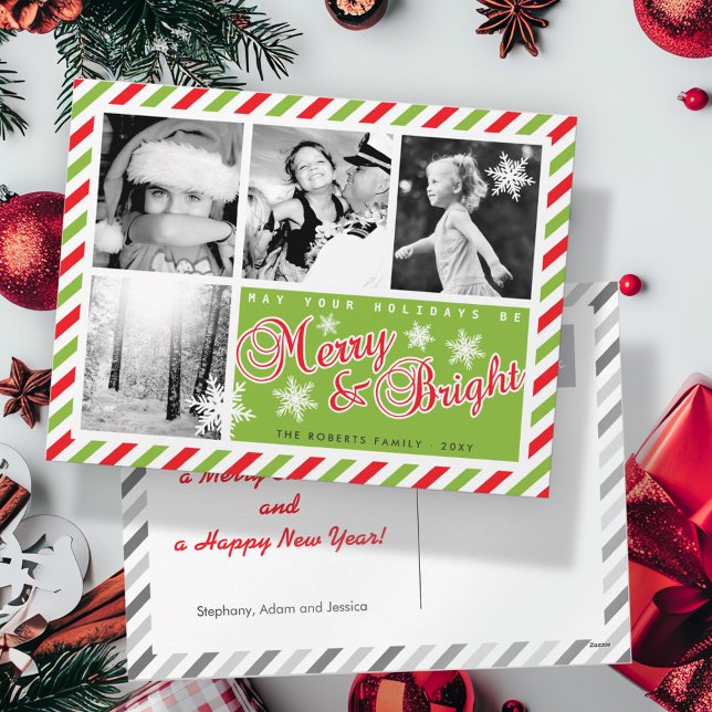 Red Green Christmas Custom Photo Postcard (Creator Uploaded)
