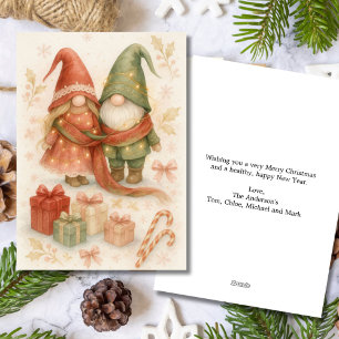 Red Green Christmas Holiday Gnome Greeting Card