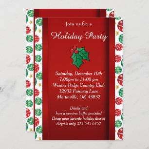 Red Green Christmas Holiday Invitation