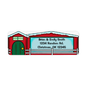 Red green Christmas house customisable labels