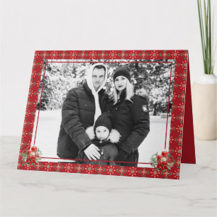 Red Green Christmas One Photo Snowflake Thank You