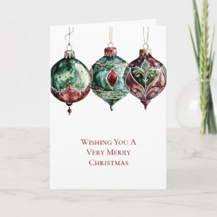 Red Green Christmas Ornaments Card
