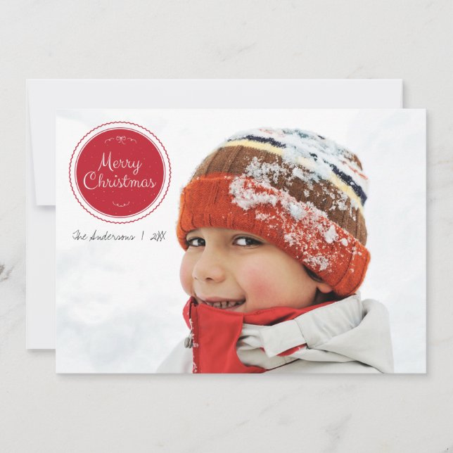 Red & Green Christmas Ornaments Holiday Photo Card (Front)