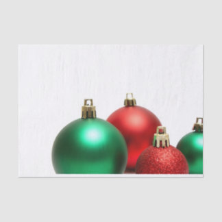 Red + Green Christmas Ornaments Tissue Paper