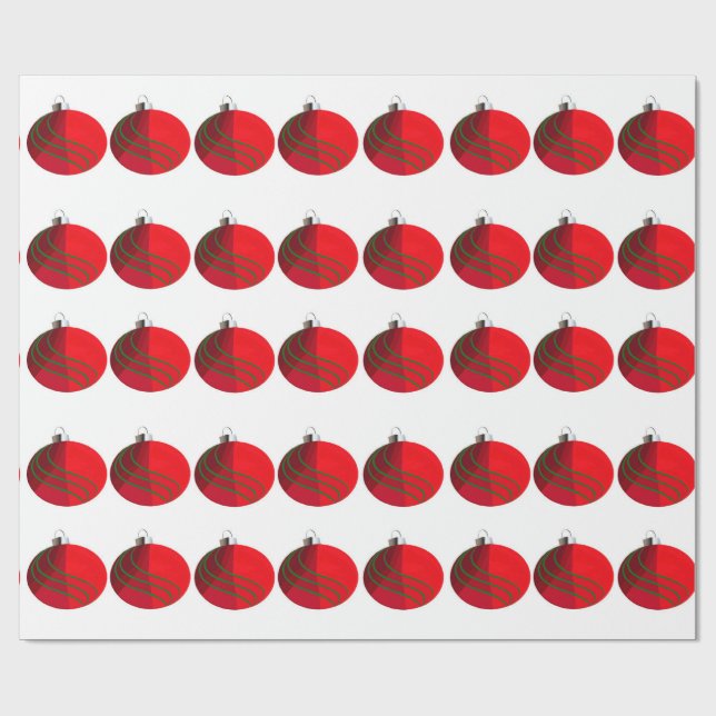 Red Green Christmas Ornaments Wrapping Paper (Flat)