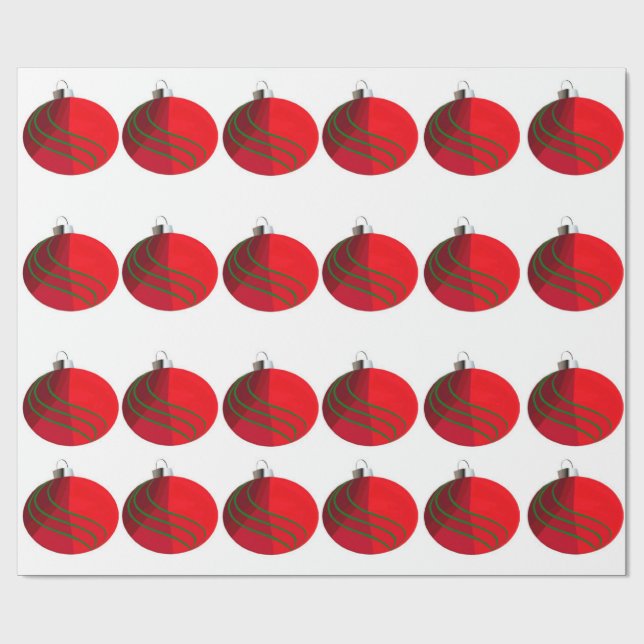 Red Green Christmas Ornaments Wrapping Paper (Flat)