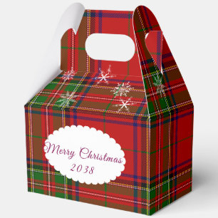 Red & Green Christmas Plaid Lace Snowflakes Favour Box