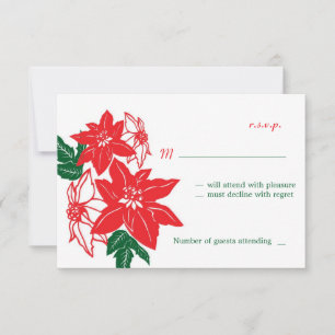 Red & Green Christmas Poinsettias Holiday Wedding Invitation