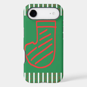 Red Green Christmas Stocking on Green