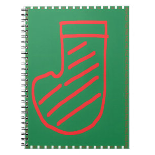 Red Green Christmas Stocking on Green Notebook