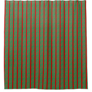 Red Green Christmas Stocking on Green Red Shower Curtain