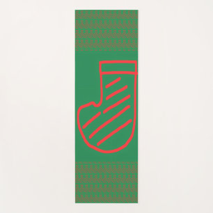 Red Green Christmas Stocking on Green Yoga Mat