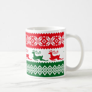 Red & Green Christmas Sweater,Deer Pattern Mug