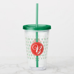 Red & Green Christmas tree  Acrylic Tumbler