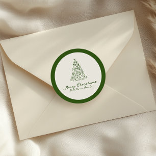 Red & Green Christmas Tree  Classic Round Sticker