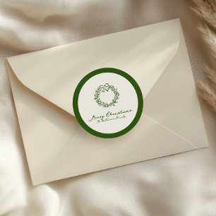 Red & Green Christmas Tree Classic Round Sticker