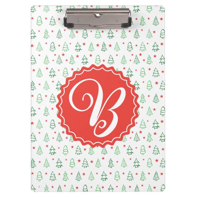 Red & Green Christmas tree  Clipboard (Front)