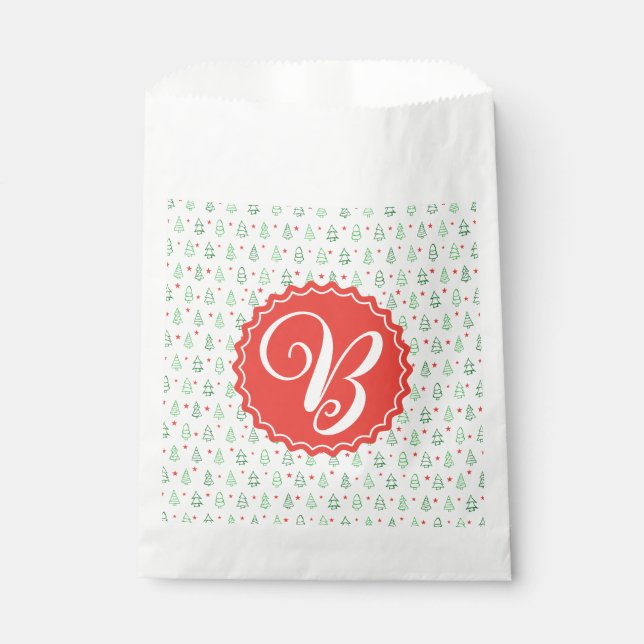 Red & Green Christmas tree  Favour Bags (Front)