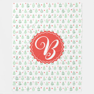 Red & Green Christmas tree Fleece Blanket