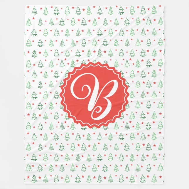 Red & Green Christmas tree  Fleece Blanket (Front)