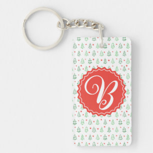 Red & Green Christmas tree  Key Ring