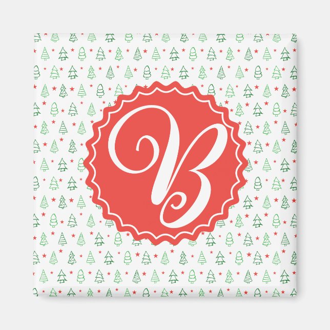Red & Green Christmas tree  Magnet (Front)