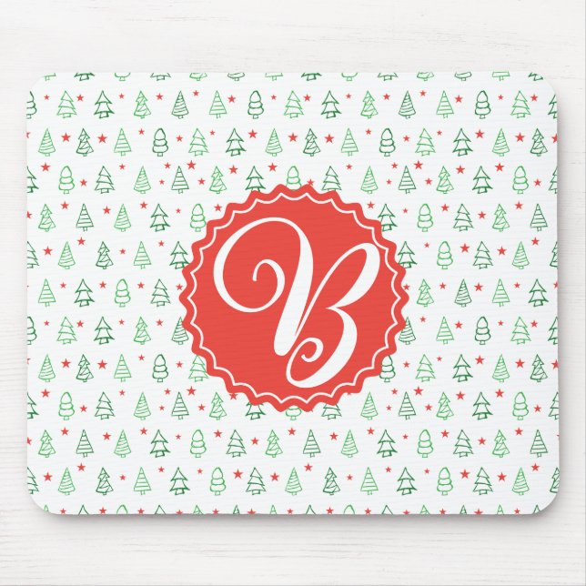 Red & Green Christmas tree  Mouse Pad (Front)